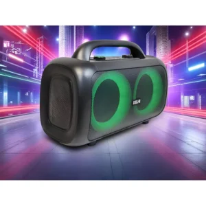 Hogar Parlante Inalámbrico Aux Bluetooth Fm Delhi 4000w Luces Led Color Negro