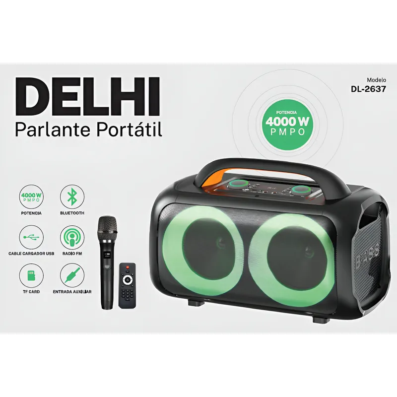 D_Q_NP_715208-MLA94045622558_102025-B Parlante Inalámbrico Aux Bluetooth Fm Delhi 4000w Luces Led Color Negro - Image 4