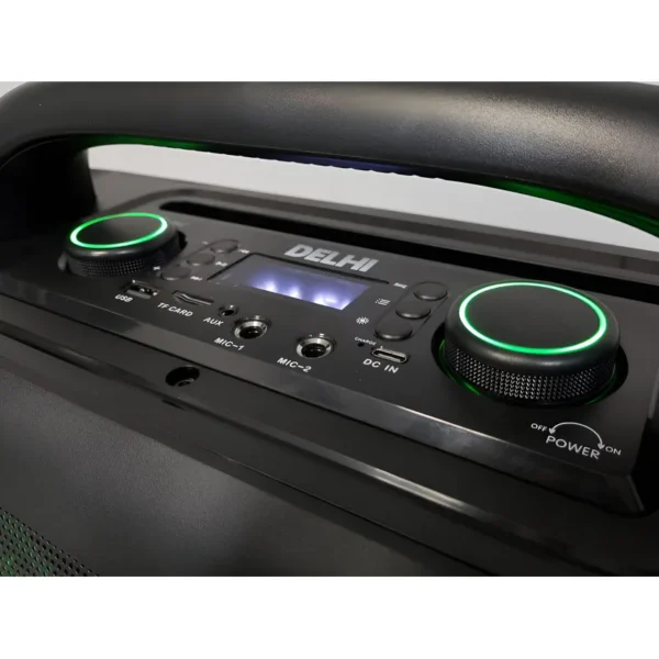 Parlante Inalámbrico Aux Bluetooth Fm Delhi 4000w Luces Led Color Negro - Image 3